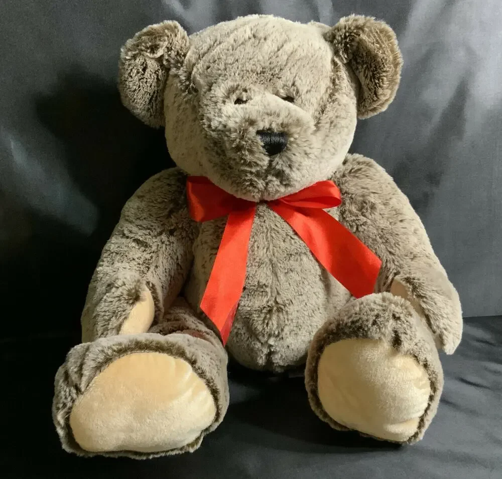 Animal Adventure Brown Teddy Bear Plush 2015 Red Bow Tan Ears Feet Lovey Stuffed